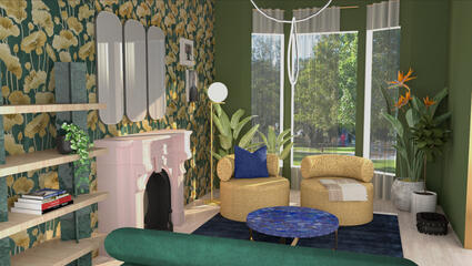 Daybreak House Living Room Render, 2022